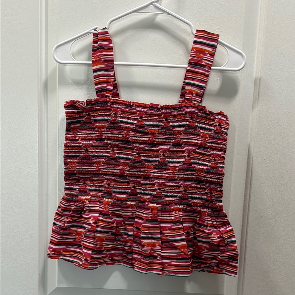 Loft Colorful Smocked Peplum Sleeveless Top size small